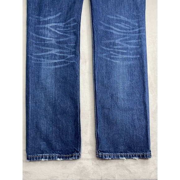 Levi’s 514 Jeans Men 32x34 (Actual 31x33) Blue Straight Distressed Whiskers - Picture 7 of 10
